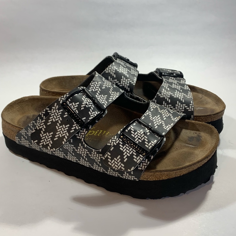 Birkenstock Platform Slide Sandals Houndstooth 39